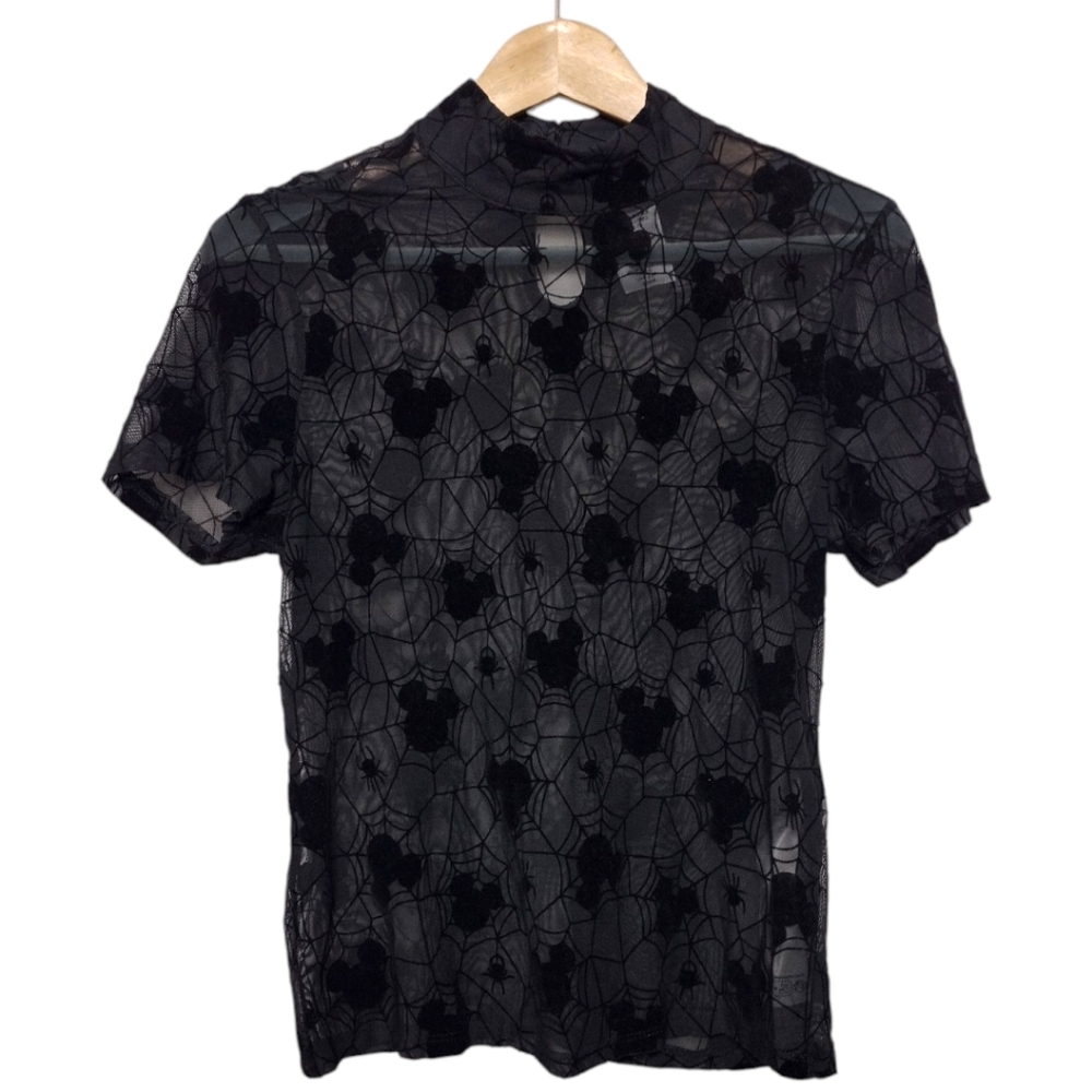 Her Universe Disney Halloween
Flocked Mickey Mouse Spiderweb
High Neck Mesh Top